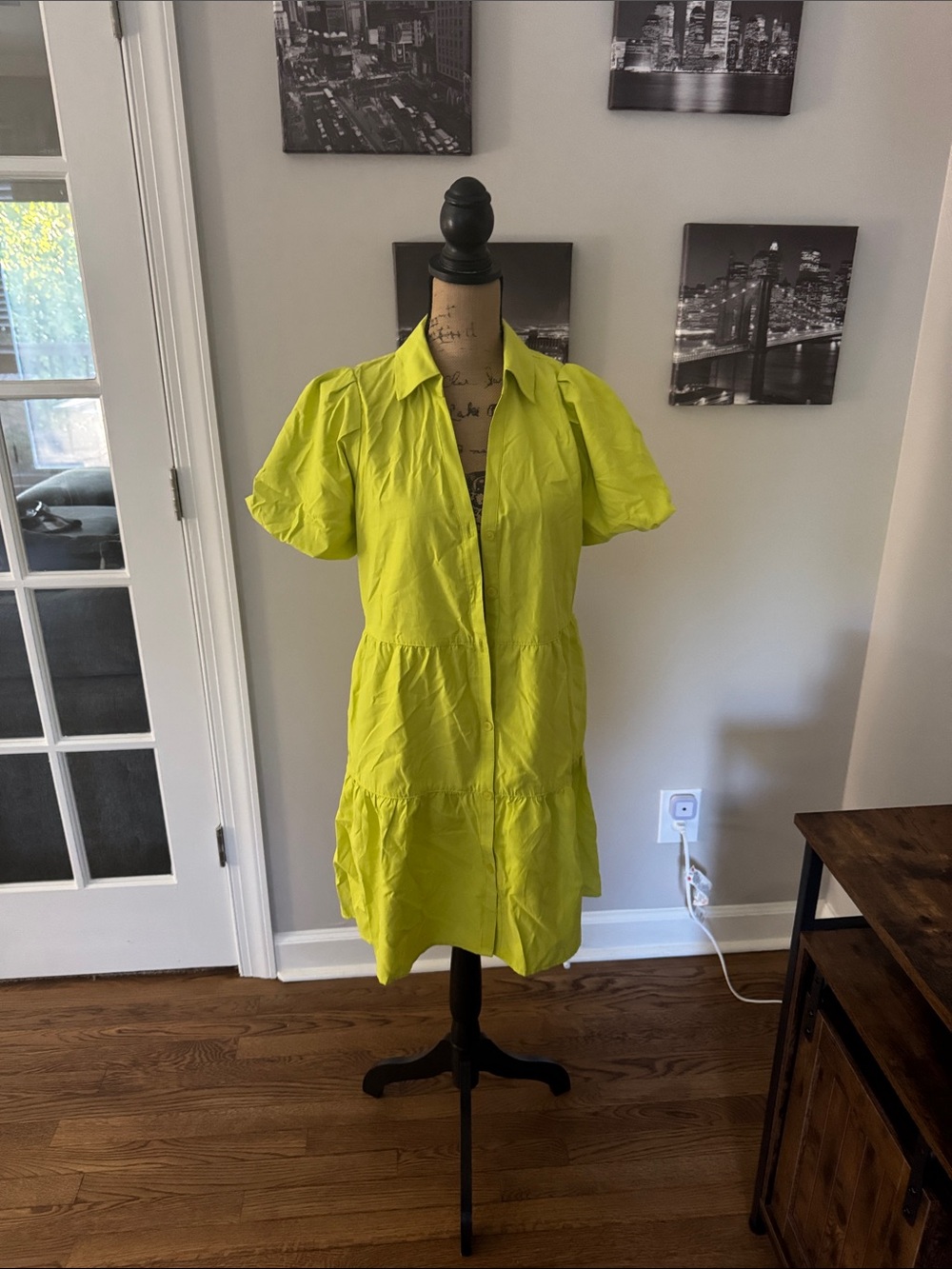 Brochu Walker Lime Button-Front Tiered Shirt Dress Coverup
